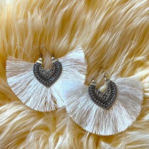 White Boho Tassle Earrings